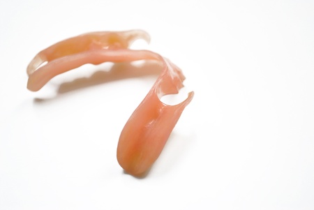 The false teeth is on the white background