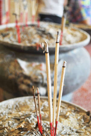 The joss stick that stick in incense burnerの写真素材