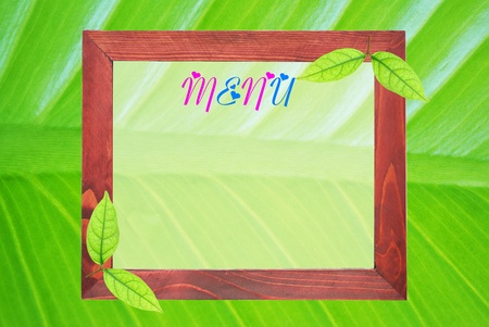 The list board of restaurant is on the leafの写真素材