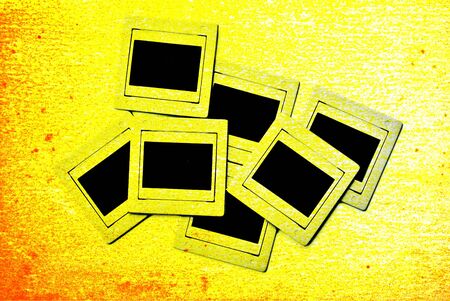 the old plastic slide films are on the white backgroundの写真素材