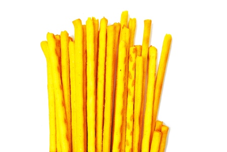 The stick snack is on the white background