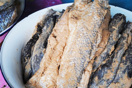 The pickle fish is in the bucketの写真素材