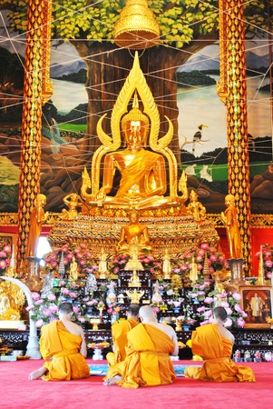 Buddha statue and monk is in the templeのeditorial素材