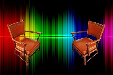 Antique armchair isolated on abstract backgroundの写真素材