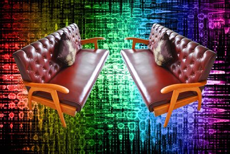 Antique armchair isolated on abstract backgroundの写真素材