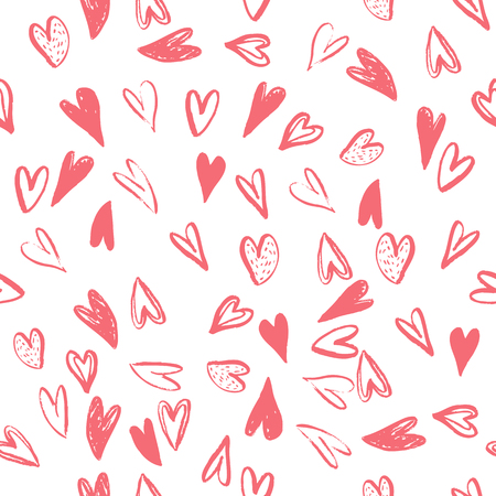 Vector Seamless pattern with hearts. Handmade art. Can be use as t-shirt, wallpaper, textile, cards and etc., for your design projects.の写真素材
