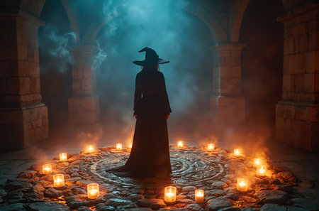 Ancient Witch Performing Candlelit Ritualの素材