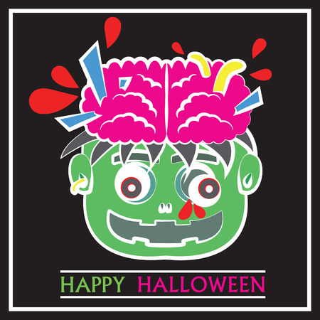 Cute Zombie Head Pop Art Flat Cartoon Designのイラスト素材