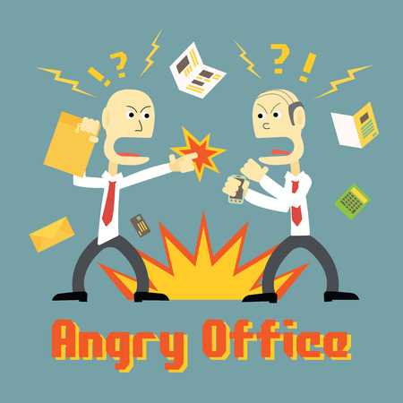 Stress in Office and people get in angry moodのイラスト素材