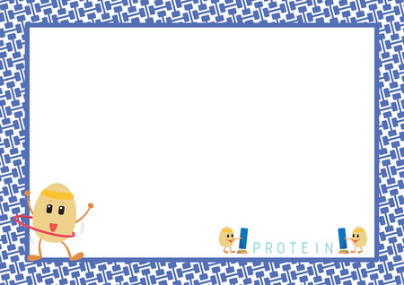 Workout Eggs Cartoon Design in Blue Dumbbell Pattern for Picture and Note Frameのイラスト素材