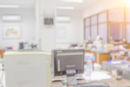 Businessmen blur in the workplace or work space of table work in office with computer or shallow...