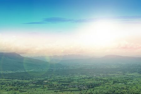 Natural spring backgrounds create light soft colors and bright sunshine a short time before sunset.の写真素材