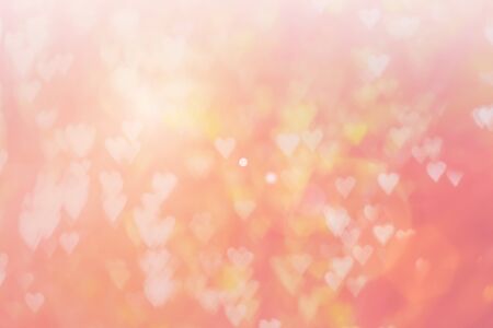 Blurred background of Valentine's day concept. Pink Valentines Day Card. Pastel color tone soft have...