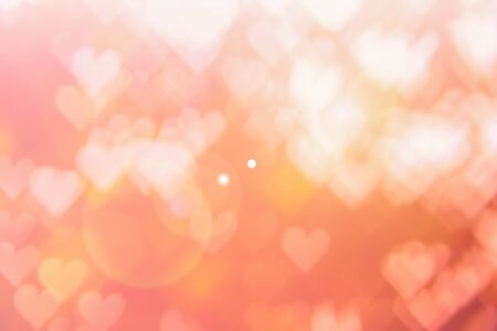 Blurred background of Valentine's day concept. Pink Valentines Day Card. Pastel color tone soft have...