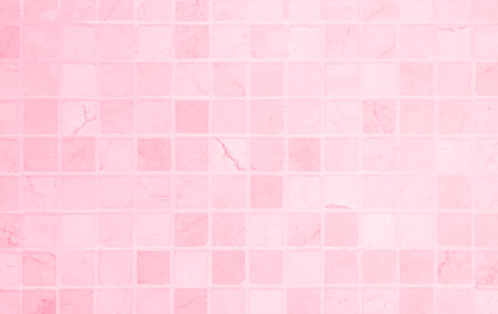 Pink tile wall chequered background bathroom floor texture. Ceramic wall and floor tiles mosaic in bathroom. Design geometric mosaic or the decoration Simple seamless pattern.の写真素材