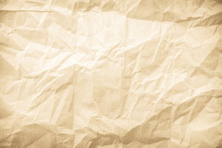 Brown crumpled paper texture or background for design with copy space for text.の写真素材