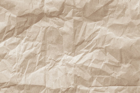 Brown crumpled paper texture or background for design with copy space for text.の写真素材
