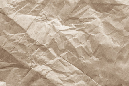 Old paper vintage texture surface for background. Recycle pale brown paper crumpled texture, Cream color recycled kraft paper texture blank with copy space for text.の写真素材