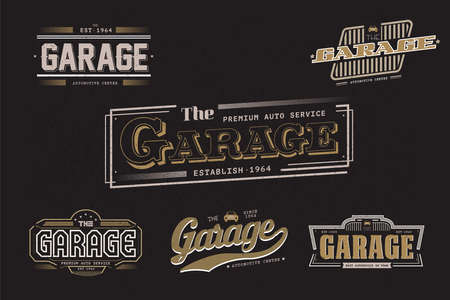 Vector - Set of Car Garage emblems badges. Vintage styleのイラスト素材
