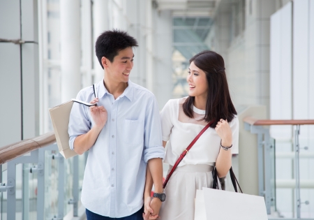 Asian couple go shopping together.の写真素材