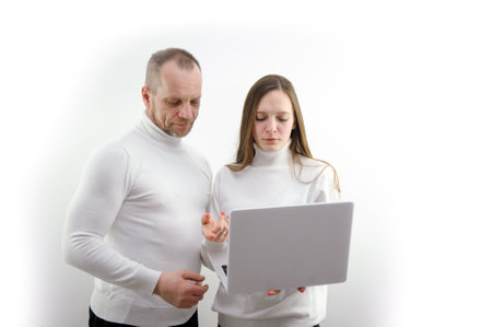 Portrait of supervisor and his secretaryの写真素材