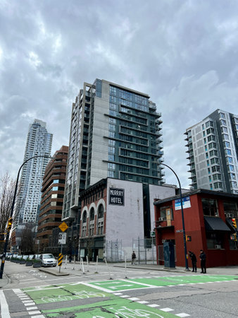streets of Canada skyscrapers people cars life in big city traveling to Vancouver beautiful city...
