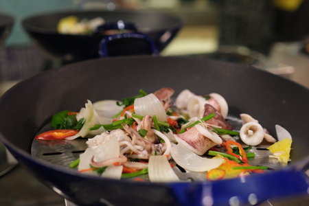 Stir fried clams with chili paste.の写真素材