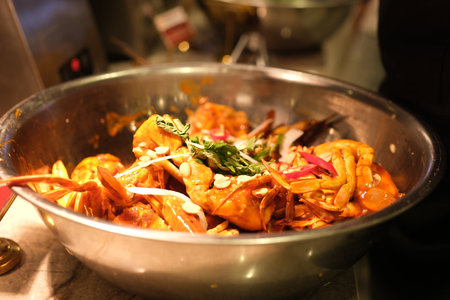 Grilled Giant River Prawn on the stove , Famous food in Thailand. Grilled shrimp, sea food grilled in Thailand,の写真素材