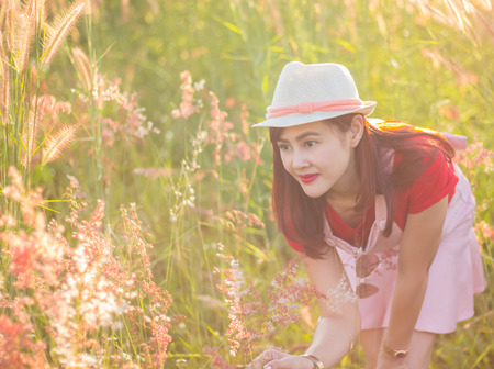 beautiful girl in the autumn parkの写真素材