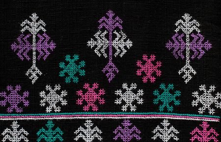 Patterns of hand made fabric woven in the North of Thailand ,antiquesの写真素材