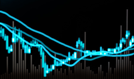 Financial data on a monitor,candle stick graph of stock market , stock market data on LED display...