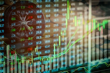 Graph of stock market data and financial with the view from LED display concept that suitable for...