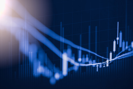 Index graph of stock market financial indicator analysis on LED. Abstract stock market data trade...