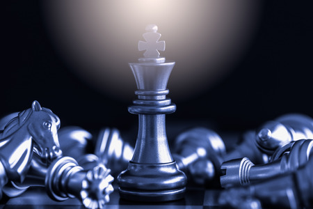 Strategy chess battle Intelligence challenge game on chessboard. Success the strategy concept. Chess business leader and success idea. Chess strategy game business competition success play.の写真素材