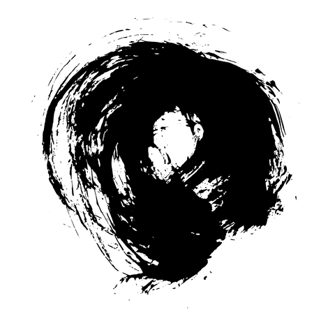 Grunge hand drawn paint brush stripe. Vector black ink brush stroke. Paint background high detail. Dirty design element, box, frame for text. Curved or modern texture shape. Dry border in illustrationのイラスト素材