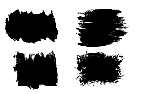 Grunge hand drawn paint brush stripe. Vector black ink brush stroke. Paint background high detail. Dirty design element, box, frame for text. Curved or modern texture shape. Dry border in illustrationのイラスト素材