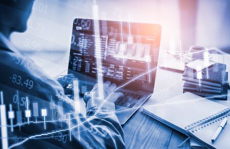 Stock market or forex trading graph and candlestick chart suitable for financial investment concept....