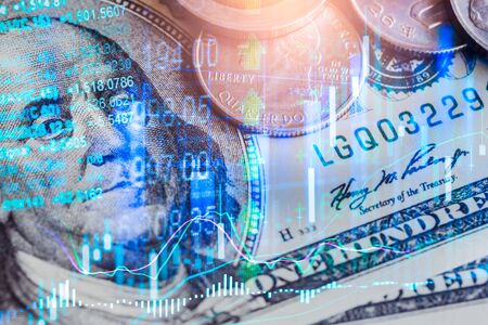 Stock market or forex trading graph and candlestick chart suitable for financial investment concept....