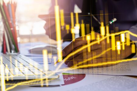 Stock market or forex trading graph and candlestick chart suitable for financial investment concept....