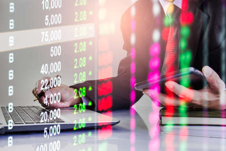 Stock market or forex trading graph and candlestick chart suitable for financial investment concept....