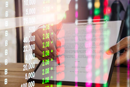 Stock market or forex trading graph and candlestick chart suitable for financial investment concept....