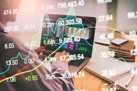Stock market or forex trading graph and candlestick chart suitable for financial investment concept....