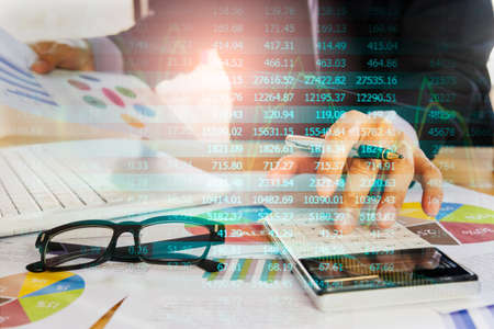 Stock market or forex trading graph and candlestick chart suitable for financial investment concept....