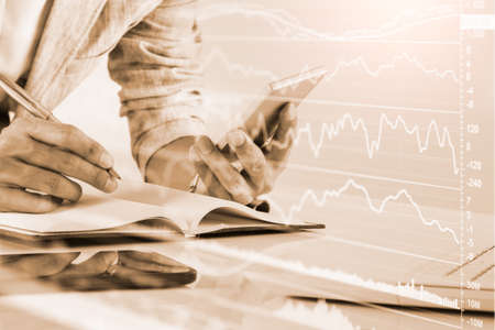 Stock market or forex trading graph and candlestick chart suitable for financial investment concept....