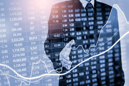 Stock market or forex trading graph and candlestick chart suitable for financial investment concept....