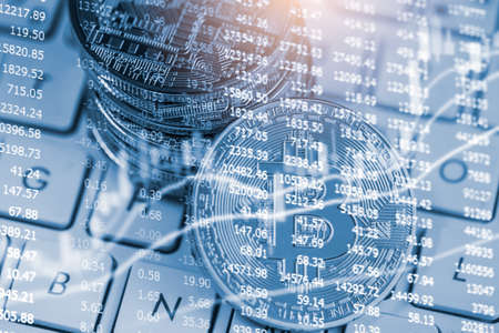 Modern way of exchange. Bitcoin is convenient payment in global economy market. Virtual digital...
