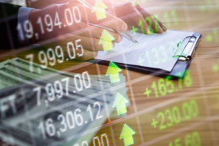Stock market or forex trading graph and candlestick chart suitable for financial investment concept....