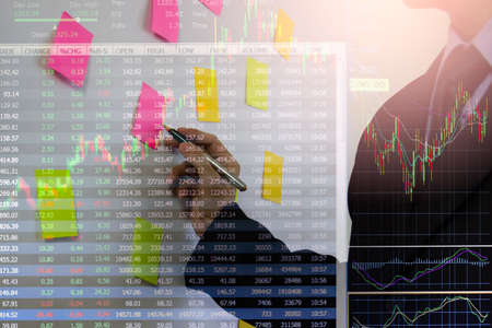 Stock market or forex trading graph and candlestick chart suitable for financial investment concept....