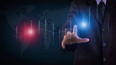Stock market or forex trading graph and candlestick chart suitable for financial investment concept....