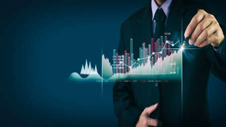 Stock market or forex trading graph and candlestick chart suitable for financial investment concept....
